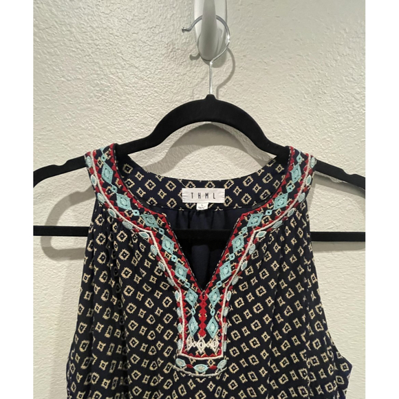 THML Embroidered Aztec Halter Mini Sleeveless Dress - Picture 3 of 5